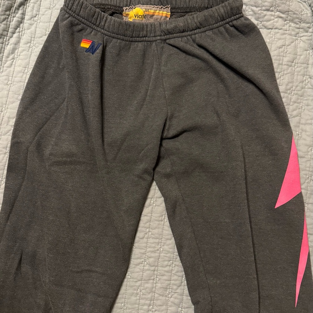 Aviator Nation Charcoal and Pink Joggers